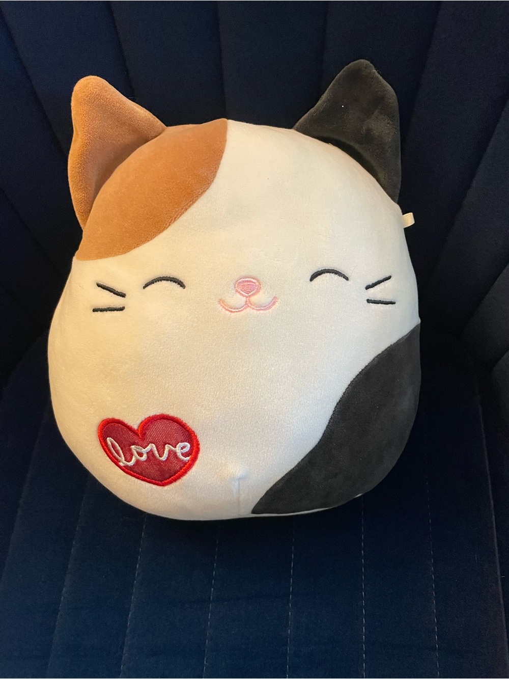 Squishmallows Cam Calico Cat Plush - White, Brown & Black with Red Heart